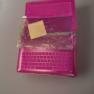 Hot Pink Translucent Hard Shell Case Keyboard Cover For MacBook Pro Air